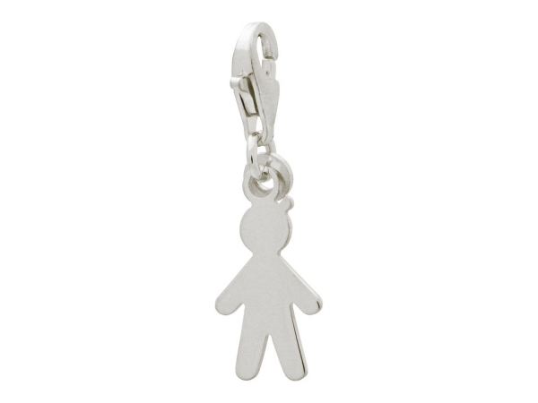 Silver Rhodium Plated Boy Cut Out Charm With Lobster Clasp,16 Mm