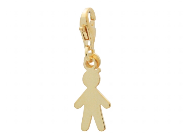 4g4114b Silver Gold Plated Boy Cut Out Charm With Lobster Clasp, 16 Mm