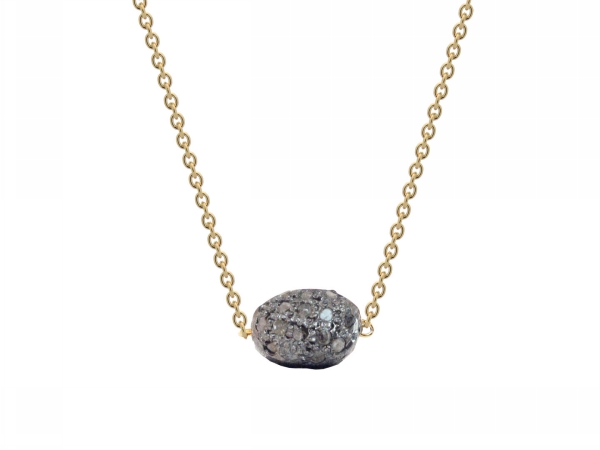 18k Gold Plated Silver Diamond Encrusted Meteorite, 16 In.