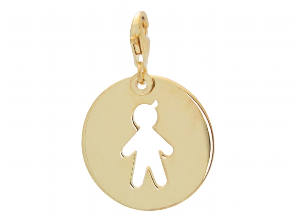 4g4113g Silver Gold Plated Girl Cut Out Medallion Pendant With Lobster Clasp, 22 Mm