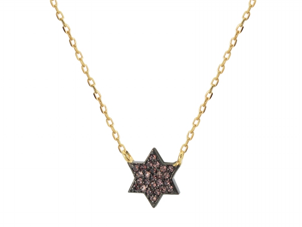 Gold Plated Silver Mini Star Of David Pendant Necklace, 15.5 In. Plus 1.5 In.
