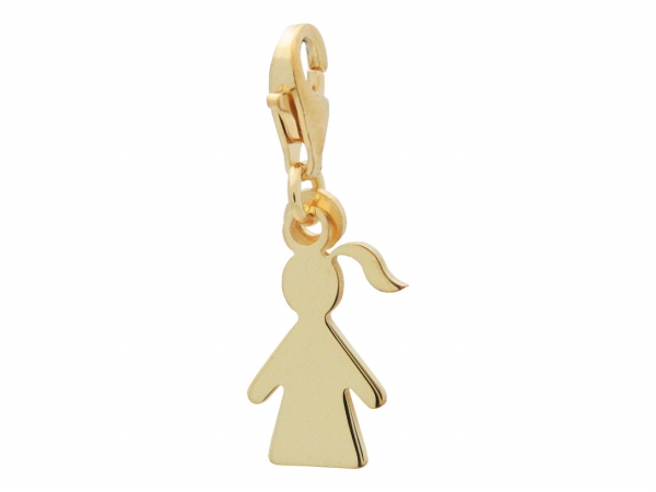 Silver Gold Plated Boy Cut Out Charm With Lobster Clasp, 16 Mm