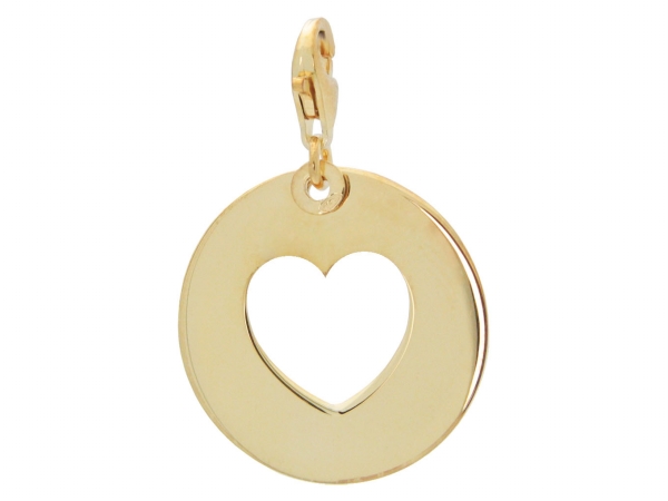 4g4113h Silver Gold Plated Heart Cut Out, 22 Mm - Medallion With Lobster Clasp Pendant
