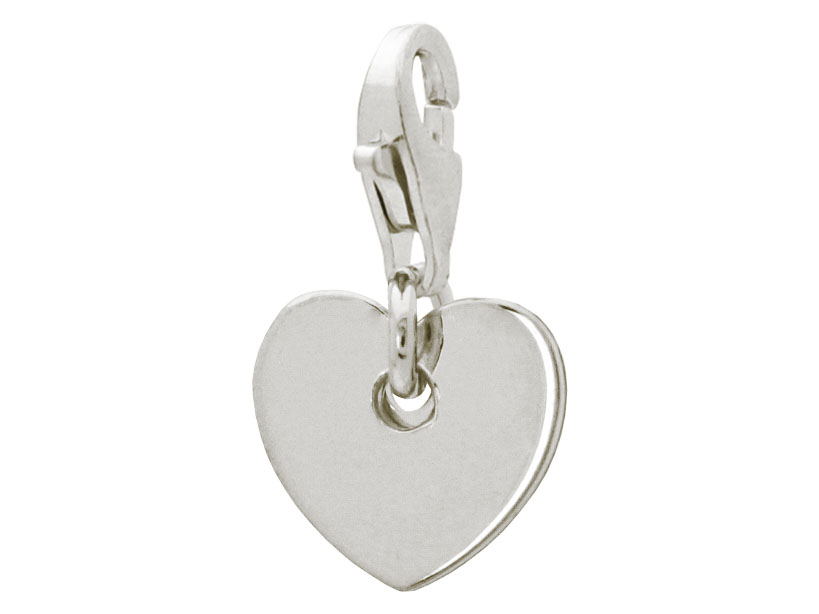 Silver Rhodium Plated 11 Mm Heart With Lobster Clasp Pendant