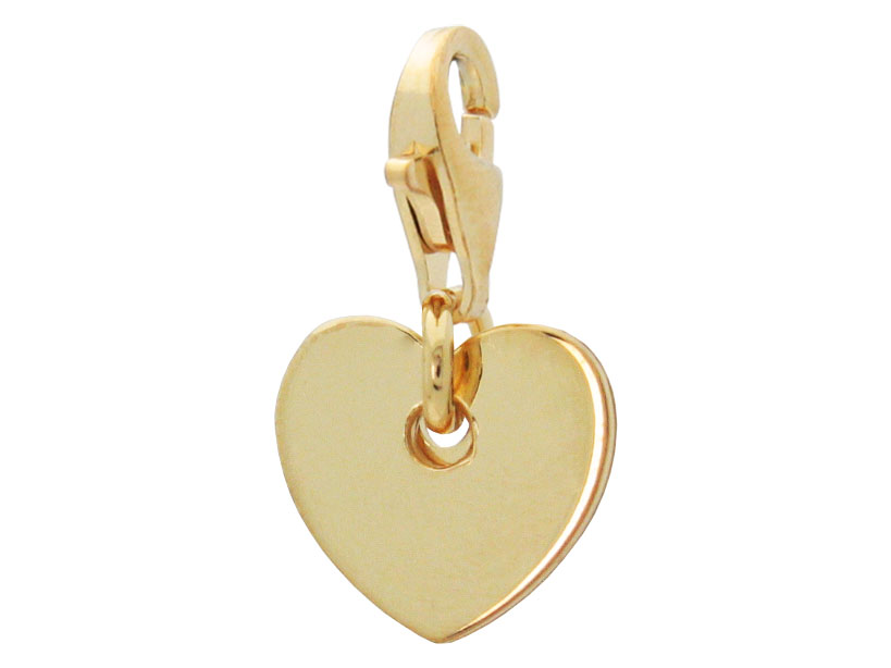 Silver Gold Plated 11 Mm Heart With Lobster Clasp Pendant