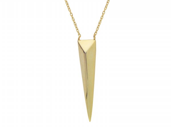 Silver Gold Plated Triangle Pendant - 1.5 In. Necklace High Polish, 20 In. Plus 2 In.