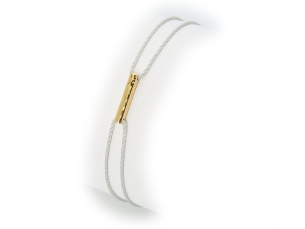 212390g Silver Gold Plated Cord Bracelet Peace Sign Clousure & Center Bar, 6.5