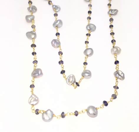 211735 Mini Keshi Pearls & Quartz Necklace, 42 In.