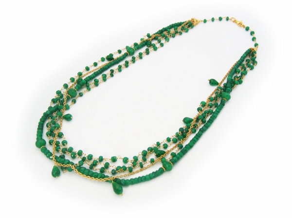 211720j Gold Plated Silver Strength Jade Necklace, 18 In.