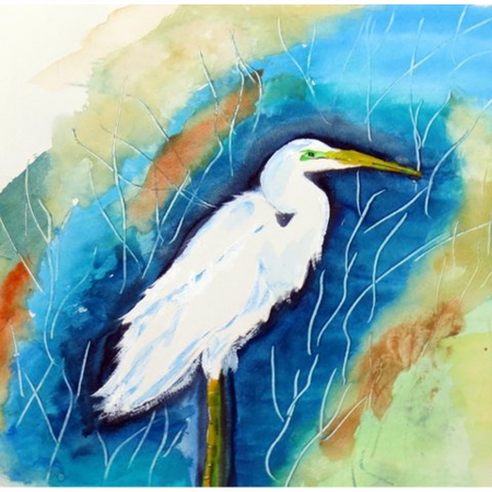 Pm399 Great Egret Right Place Mat - Set Of 4