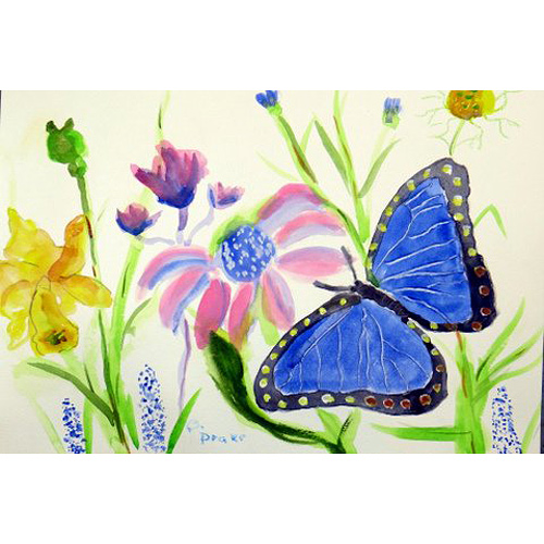 Dm349g Blue Morpho Door Mat, Large