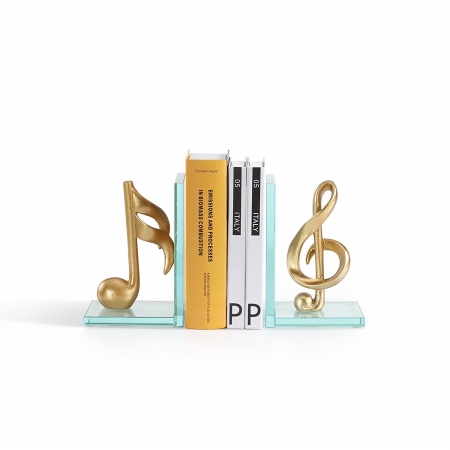 . Ds840 Gold Musical Glass Bookends