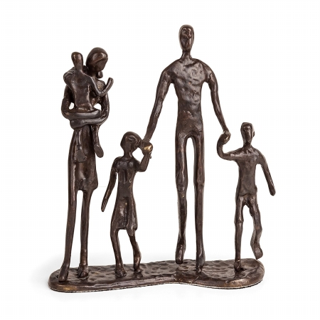 . Zd13128 Family Of Five Bronze Sculpture