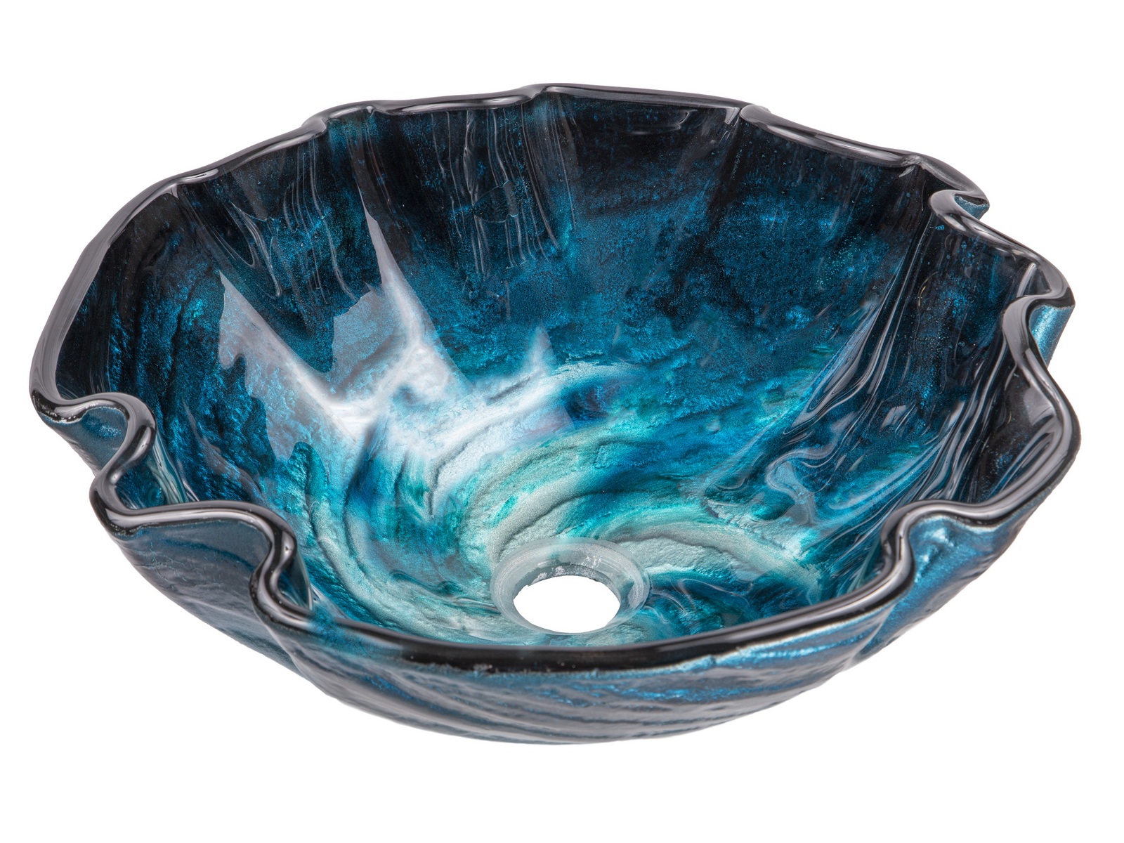 Eb-gs37 Carribean Wave Glass Vessel Sink
