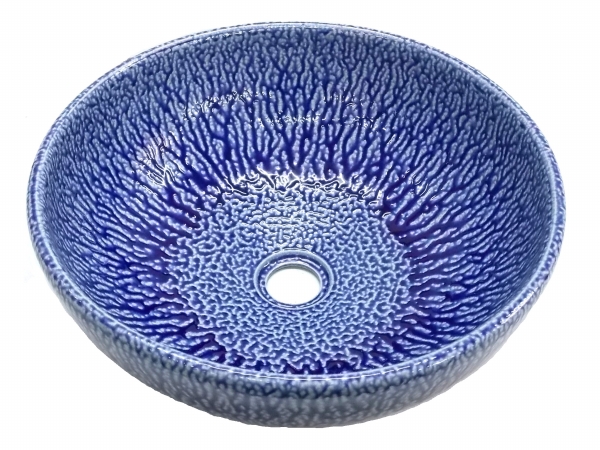Eb-ps05 Blue Streams Ceramic Vessel Sink