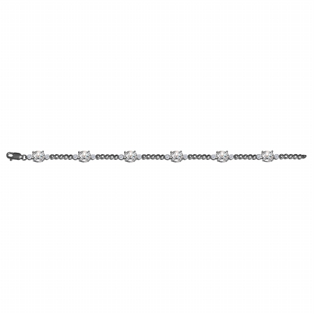 14k White Gold Diamond Cubic Zirconia Chain Bracelet With Lobster Clasp