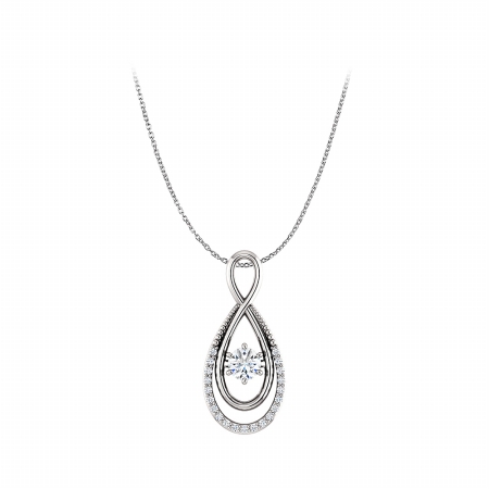 Infinity Style Pendant With Natural Diamonds In 14k White Gold