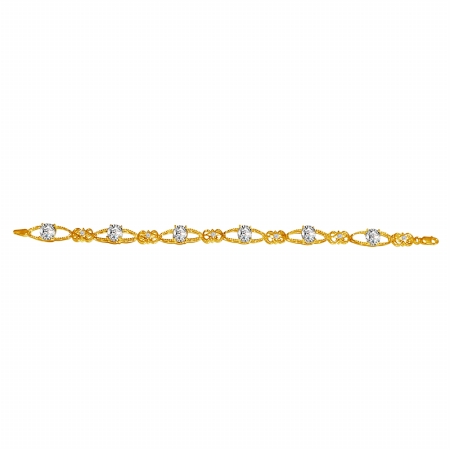 6.00 Carat Eye Shape Diamond Cubic Zirconia Bracelet In 14k Yellow Gold