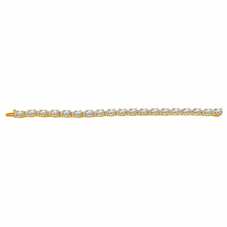 Diamond Cubic Zirconia Bracelet In 14k Yellow Gold With Lobster Clasp