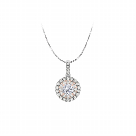 Conflict Free Diamond Halo Pendant With Free Gold Chain