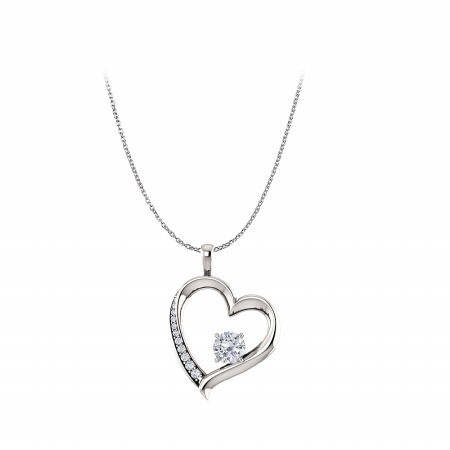Natural H-i Diamond Heart Pendant In 14k White Gold