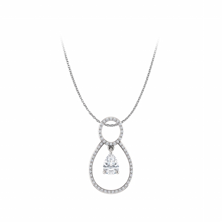 Pear Shape Cubic Zirconia Accented Pendant In 925 Sterling Silver