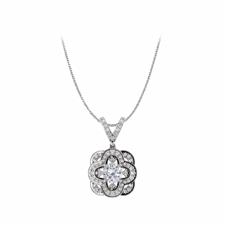 Round Cubic Zirconia Accented Pendant In 925 Sterling Silver