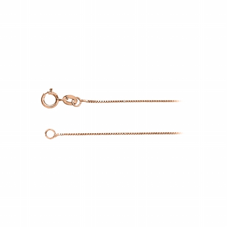 0.55 Mm Solid Box Chain Spring Clasp In 14k Rose Gold Vermeil