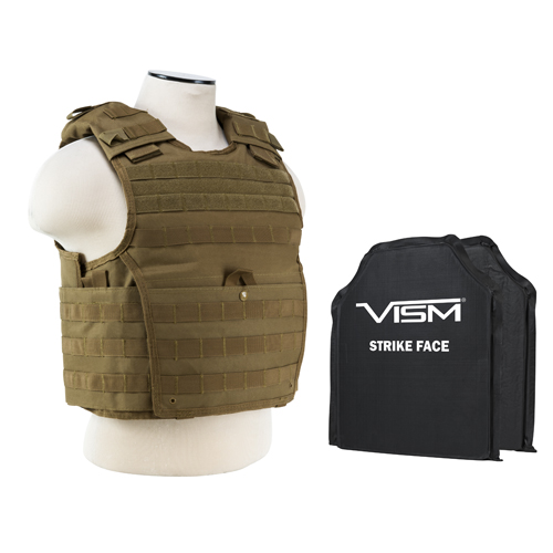 Expert Plate Carrier Vest with Two 10 x 12 in. Soft Panels, Tan