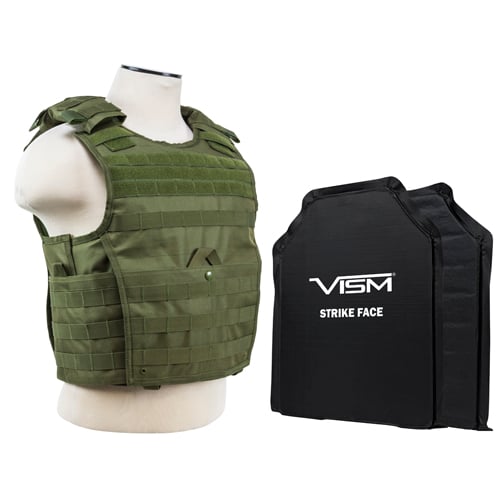 Expert Plate Carrier Vest with Two 11 x 14 in. Soft Panels, Green