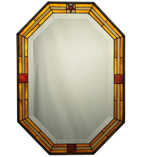 129817 20 X 28 In. Personalized Stained Glass Boarder Mirror