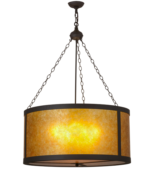157853 32 In. Smythe Craftsman Amber Mica Pendant, Oil Rubbed Bronze & Amber Mica