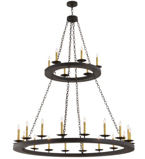 158584 61 In. Loxley 24 Light Two Tier Chandelier, Black