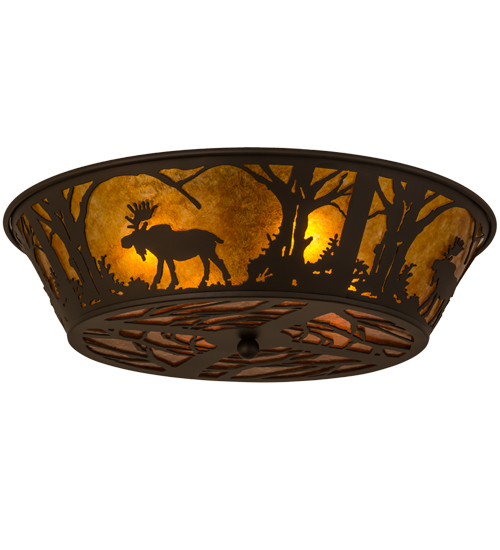 162067 22 In. Moose At Dawn Flushmount, Oil Rubbed Bronze & Amber Mica