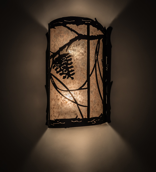 172700 10 in. Whispering Pines Wall Sconce, Flat Black & Silver Mica 172700 10 in. Whispering Pines Wall Sconce, Flat Black & Silver Mica