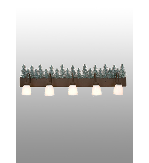 107316 48 In. Tall Pines 5 Light Vanity Hardware, Cafe Noir & Green Trees