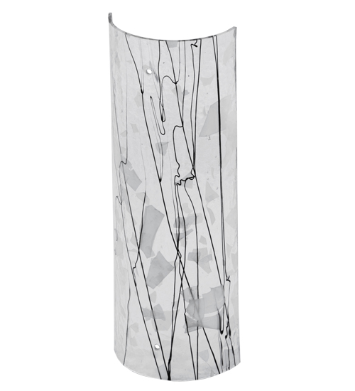 110452 5 X 14 In. Metro Fusion Branches Glass Cylinder Shade, Black & White Streamers