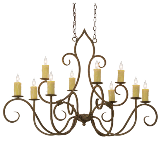 117425 48 In. Clifton 10 Light Oblong Chandelier, Organic Rust - Victorian Lodge