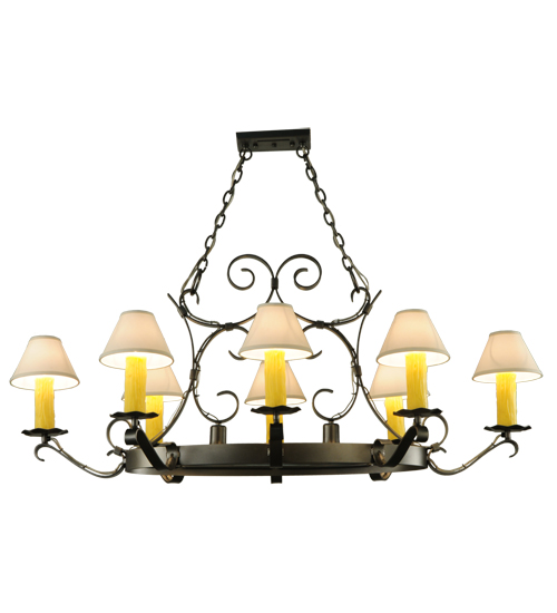 141127 56 In. Handforged Oval 8 Light With Downlights Chandelier