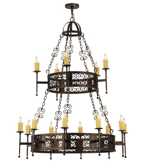 115334 48 In. Toscano 15 Light Two Tier Chandelier, Gilded Tobacco