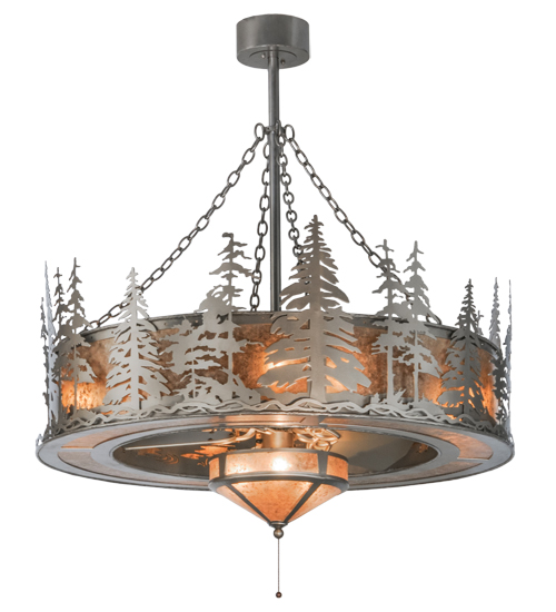 117720 44 In. Tall Pines With Fan Light Chandel-air, Nickel & Silver Mica