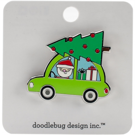 Doodlebug Hcsc5416 Here Comes Santa Claus Collectible Car With Christmas Tree Enamel Pin