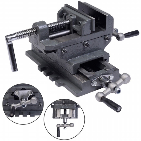 Cb16589 4 In. Cross Drill Press Vise X-y Clamp Machine Slide Metal Milling 2 Way Heavy Duty, Dark Gray