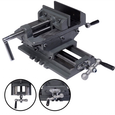 Cb16678 5 In. Cross Drill Press Vise X-y Clamp Machine Slide Metal Milling 2 Way Heavy Duty, Dark Gray