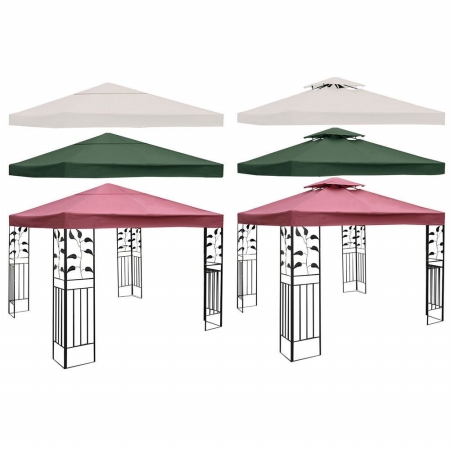 Cb16377 Outdoor 10 X 10 Ft. Patio Canopy Gazebo Top Replacement, Beige, Dark Green & Red