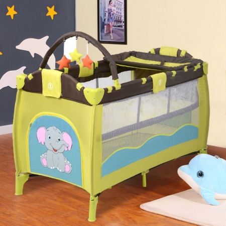 Cb16649 Portable Infant Baby Crib Playpen Bassinet Bed, Green