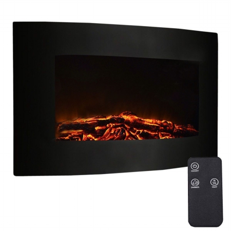 Cb16767 35 In. Wall Mount Adjustable Electric Fireplace With 1500 Watt Remote, Black