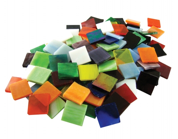 1306689 School Specialty Stained Glass Mega Square Mosaic Tile, 0.75 X 0.75 In., Assorted Color, 8 Lbs Bag - Pack Of 900