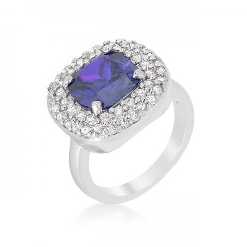 R08378r-c21-10 Micropave Bridal Cocktail Ring, Purple - Size 10