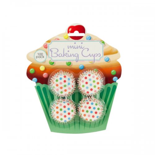 Hw765 Mini Polka Dot Print Baking Cups - White, Green, Blue, Red, Orange, Pink